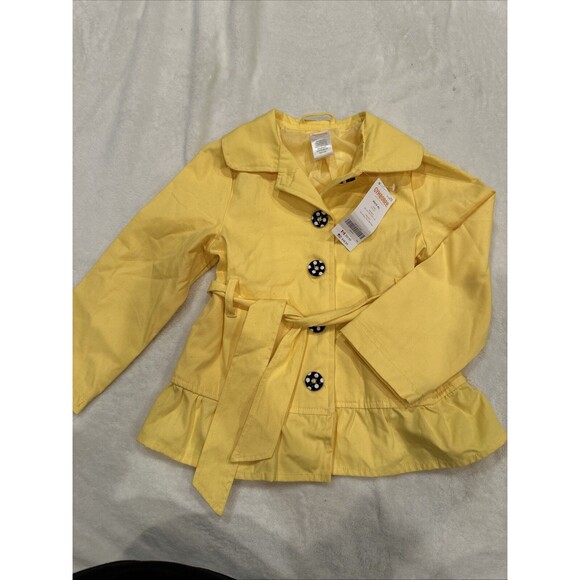 Gymboree NWT XS 3-4 Girls Coat Yellow Polka Dot Buttons 2011 Toddler Belt Kids - Picture 1 of 4
